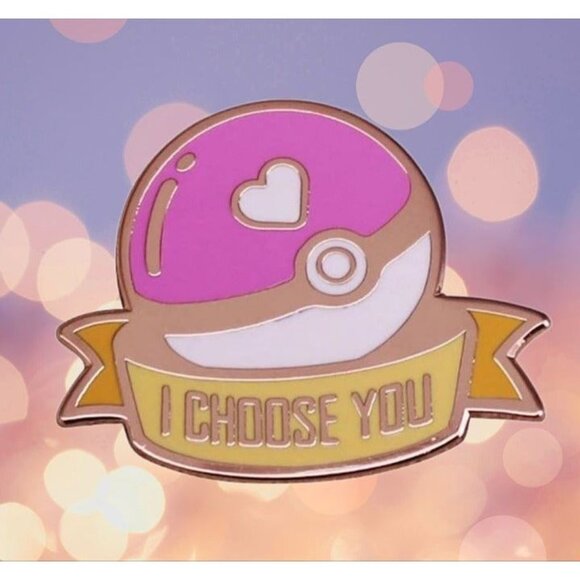 Pokemon Accessories - Pokemon Valentines Day I Choose You Enamel Brooch Pin